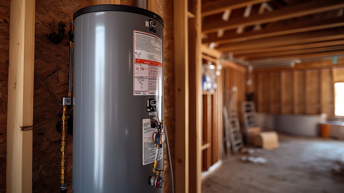 a water heater in an unfinished basement